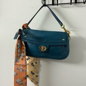 Coach Sydney Teal Leather Wristlet